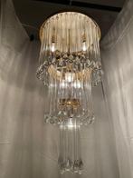 Lamp - Verguld messing - grote kristallen hanglamp