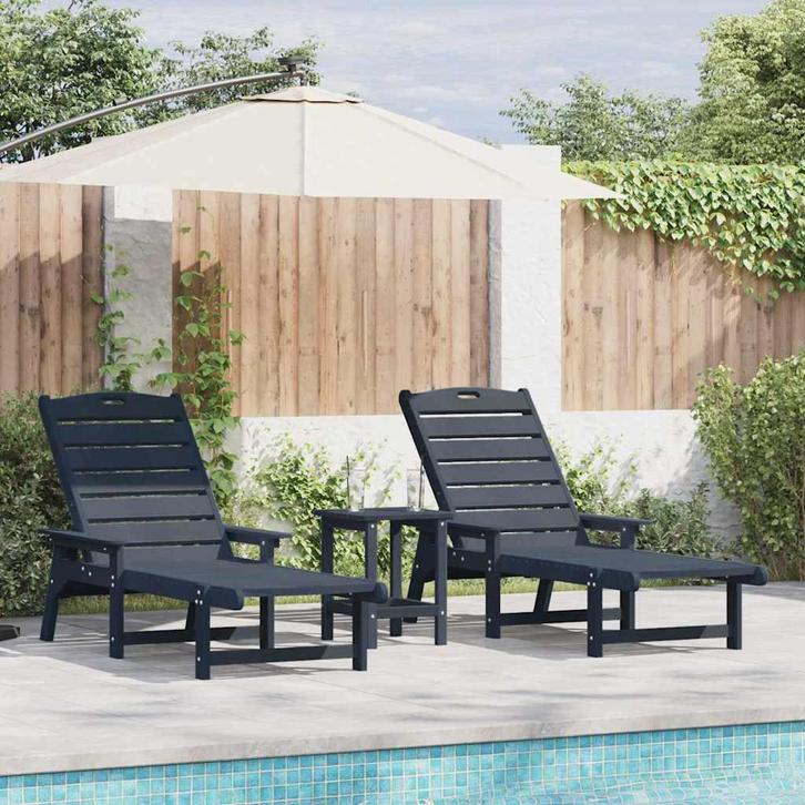 vidaXL Tuin Lounge Meubels 2 pcs Marineblauw 53 x 195.5 x, Tuin en Terras, Ligbedden, Nieuw, Verzenden