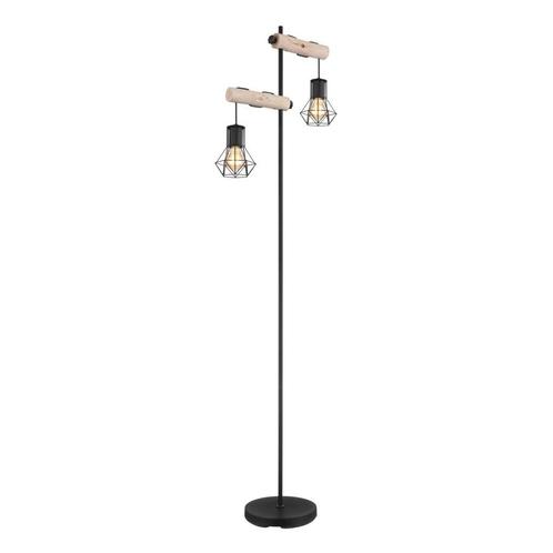 Vloerlamp PRISKA Metaal-Hout 168.0cm Matt zwart Hout E27, Huis en Inrichting, Lampen | Vloerlampen, Metaal, Ophalen of Verzenden