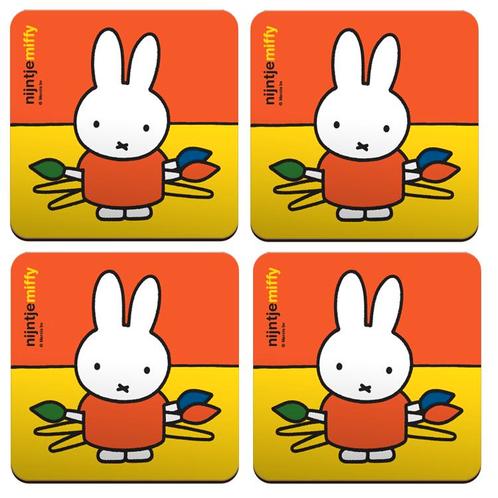 Onderzetter - Nijntje Artiest Pencelen - Set van 4 - Oranje/, Huis en Inrichting, Woonaccessoires | Onderzetters, Nieuw, Ophalen of Verzenden