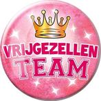 XXL roze vrijgezellen team button feest artikelen, Ophalen of Verzenden, Nieuw