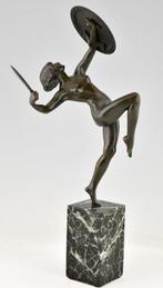 Pierre Le Faguays - sculptuur, ART DECO Dansend naakt met, Antiek en Kunst