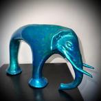 sculptuur, Grand Eléphant - 19 cm - Koud geverfd brons, Antiek en Kunst