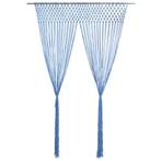 vidaXL Gordijn macramé 140x240 cm katoen blauw, Verzenden, Nieuw, Blauw