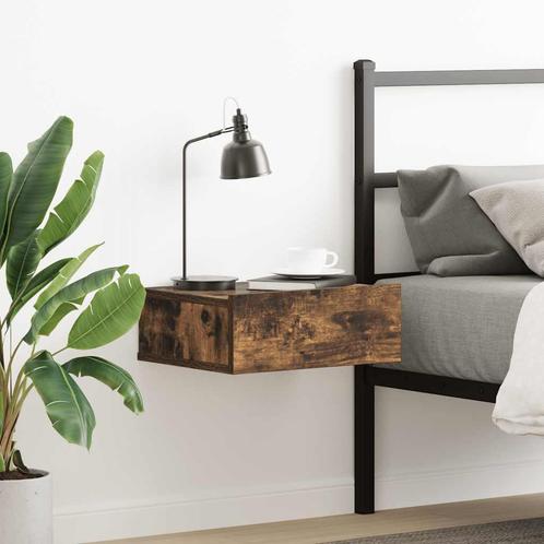 vidaXL Nachtkastje zwevend 40x30x15 cm bewerkt hout gerookt, Huis en Inrichting, Slaapkamer | Nachtkastjes, Nieuw, Minder dan 45 cm