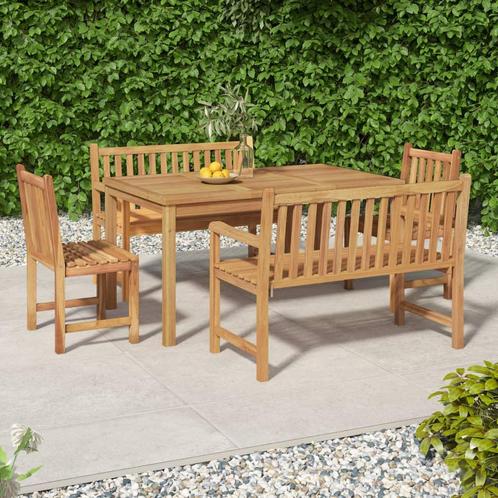 vidaXL 5-delige Tuinset massief teakhout, Tuin en Terras, Tuinsets en Loungesets, Tuinset, Nieuw, Teakhout, Verzenden