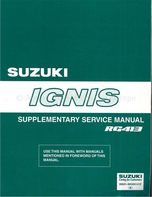 2002 SUZUKI IGNIS SUPPLEMENT SERVICE MANUAL ENGELS, Auto diversen, Handleidingen en Instructieboekjes