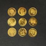 Wereld. 1970s Lot of 9 “World Smallest 8K Gold Coins 1970