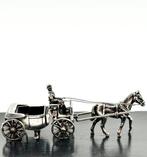 No reserve-Stevige handgemaakte zilveren miniatuur Koets met