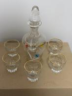 Drinkset (7) - Glas, gouden pierewaai - Set likeuren vintage