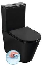 Paco rimless compact staand toilet met spoelsysteem zwart, Nieuw, Ophalen of Verzenden