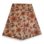 Afrikaanse stof - Perzik Starflowers - 100% katoen - 1 yard, Hobby en Vrije tijd, Stoffen en Lappen, Ophalen of Verzenden, Nieuw