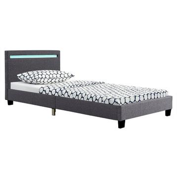 Gestoffeerd Bed Verona - 90 x 200 cm - Grijs - LED
