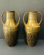Pair of Art Nouveau Amphora Vases – Patinated Brass – France