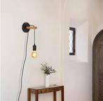 Vintage Industriële Wandlamp met Hout en E27 Fitting, Verzenden, Nieuw