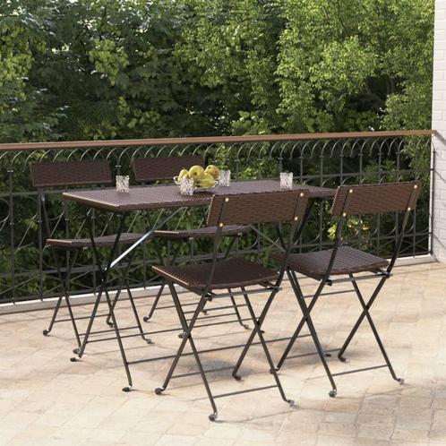 vidaXL Bistrostoelen 4 st inklapbaar poly rattan en staal, Tuin en Terras, Tuinstoelen, Nieuw, Rotan, Verzenden