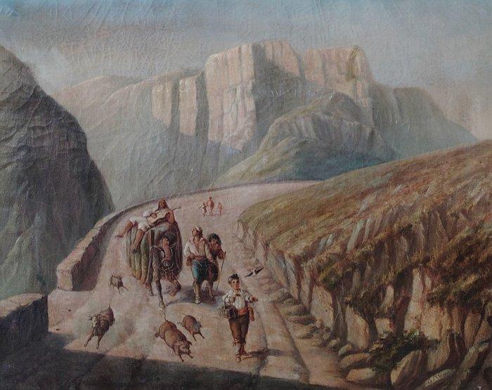 G. W. (XIX) - Viandanti, Antiek en Kunst, Kunst | Schilderijen | Klassiek