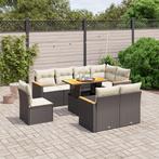 vidaXL 9-delige Loungeset met kussens poly rattan zwart, Verzenden, Nieuw, Rotan, Loungeset