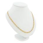 Bicolor gouden heren ketting met wiebertjes | 62,5 cm, Ophalen of Verzenden, Gebruikt, Overige kleuren, Goud