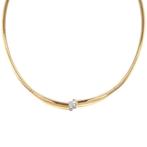 Gouden choker met diamant 43 cm 14 karaat, Verzenden, Zo goed als nieuw, Wit, Goud