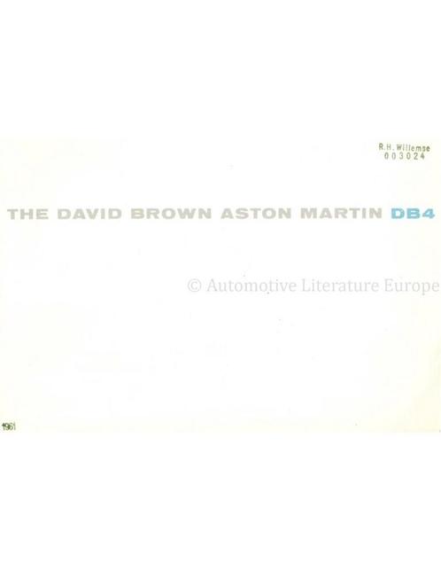 1961 ASTON MARTIN DB4 BROCHURE, Boeken, Auto's | Folders en Tijdschriften