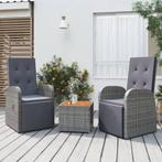 vidaXL 3-delige Loungeset poly rattan en massief acaciahout, Verzenden, Nieuw, Rotan, Loungeset