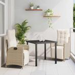 vidaXL 3-delige Tuin Eettafel Set Beige Poly Rattan, Tuin en Terras, Verzenden, Nieuw, Rotan