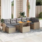 vidaXL 8-delige Loungeset met kussens poly rattan beige, Verzenden, Nieuw, Rotan, Loungeset