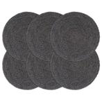 vidaXL Placemats 6 st rond 38 cm jute donkergrijs, Verzenden, Nieuw, Grijs