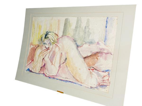 Veiling - Rob Aussen | Liggende Vrouw (Aquarel), Antiek en Kunst, Kunst | Schilderijen | Abstract