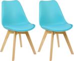 WOLTU 2 Eetkamerstoelen - Kunstleer en massief hout - Blauw, Verzenden, Nieuw