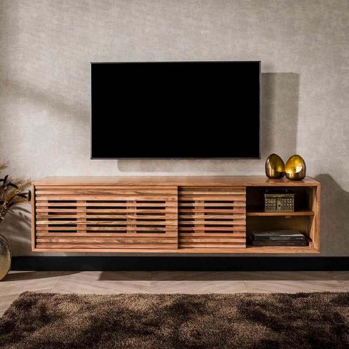 *WOONWINKEL* Zwevend Tv-meubel Met Schuifdeuren Hout, Huis en Inrichting, Kasten | Televisiemeubels, Nieuw, Verzenden