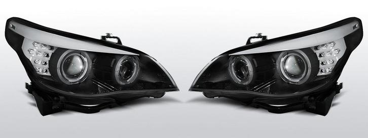 Koplampen Angel Eyes |BMW 5 Series E60/E61 2003-2004 | zwart, Auto-onderdelen, Verlichting, Nieuw, BMW, Verzenden