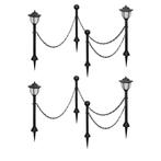 vidaXL Solarlampen 4 st met hekwerk en palen, Tuin en Terras, Buitenverlichting, Verzenden, Nieuw