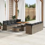 vidaXL 11-delige tuinsofa set met kussens in grijs poly, Tuin en Terras, Verzenden, Nieuw, Rotan