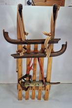 Davos-Hadee houten slee met antieke houten schaatsen en een, Antiek en Kunst