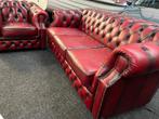 Chesterfield Deal !! Oxblood leren 3 +1Zits Chesterfield Set, Huis en Inrichting, Banken | Bankstellen, Ophalen, Gebruikt, Leer