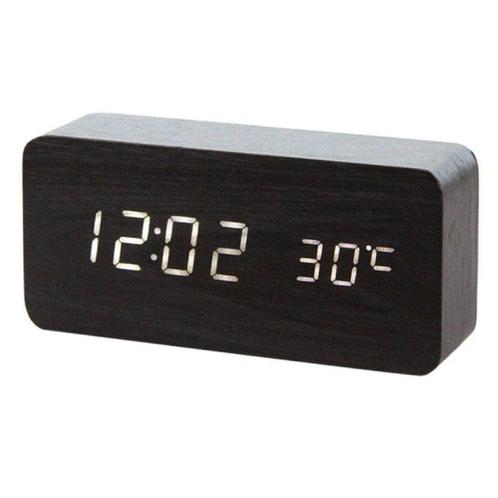 Houten Digitale LED Klok - Wekker Alarm  Snooze Temperatuur, Witgoed en Apparatuur, Wekkers, Nieuw, Verzenden