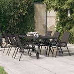 vidaXL Tuintafel 180x80x70 cm staal en glas zwart, Verzenden, Nieuw, Metaal