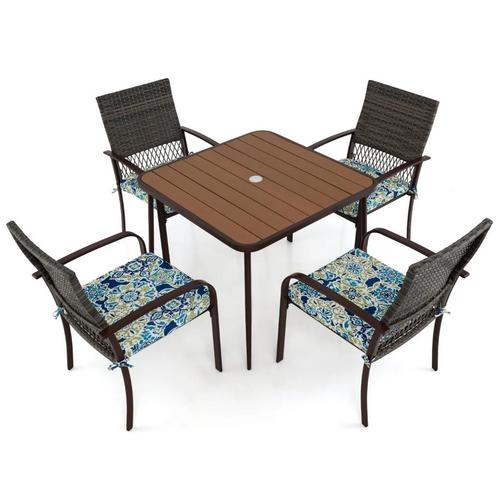 LIVSK 5-Delige Tuinmeubelset 4 Rotan Fauteuils Tuinloungeset, Tuin en Terras, Tuinsets en Loungesets, Nieuw, Verzenden