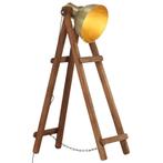 Vloerlamp E27 Massief Mangohout Messingkleurig 1 Koper, Huis en Inrichting, Lampen | Overige, Nieuw, Verzenden