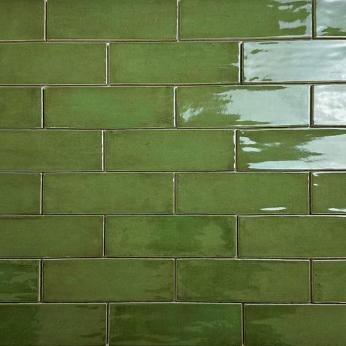 Wandtegel fango groen glans 5x15 wandtegel tegeloutlet, Doe-het-zelf en Verbouw, Tegels, Wandtegels, Nieuw, 10 m² of meer, Keramiek