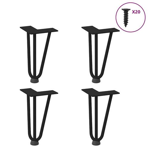 vidaXL Haarspeld tafelpoten 4 st 20 cm massief staal zwart, Huis en Inrichting, Tafelonderdelen, Nieuw, Verzenden