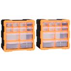 vidaXL Organisers met 12 lades 2 st 26,5x16x26 cm, Verzenden, Nieuw