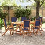 vidaXL 7-delige Tuinset massief acaciahout en textileen, Tuin en Terras, 6 zitplaatsen, Nieuw, Tuinset, Verzenden