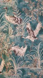 300×280 cm! Art Deco-stof met grijze reigers in vlucht –