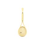18 Krt. Gouden hanger van een tennisracket met diamant |..., Ophalen of Verzenden, Gebruikt, Goud, Overige merken
