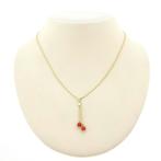 Gouden collier met bloedkoraal | 38 cm, Sieraden, Tassen en Uiterlijk, Kettingen, Gebruikt, Overige kleuren, Ophalen of Verzenden