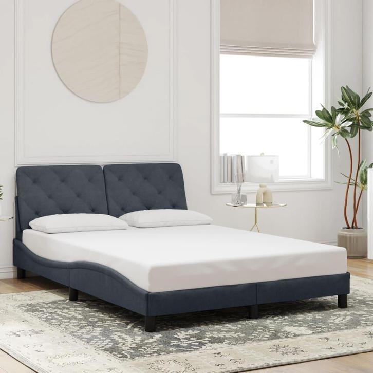 vidaXL Bedframe zonder matras 120x200 cm fluweel donkergrijs, Huis en Inrichting, Slaapkamer | Bedden, 120 cm, 200 cm, Grijs, Twijfelaar