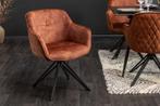 Draaibare design stoel EUPHORIA bruin fluweel met armleuning, Huis en Inrichting, Stoelen, Nieuw, Ophalen of Verzenden